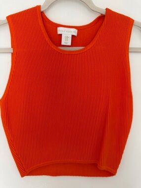 House of Harlow 1960 Vibrant Orange Ribbed Crop Tank NWOT women’s size M